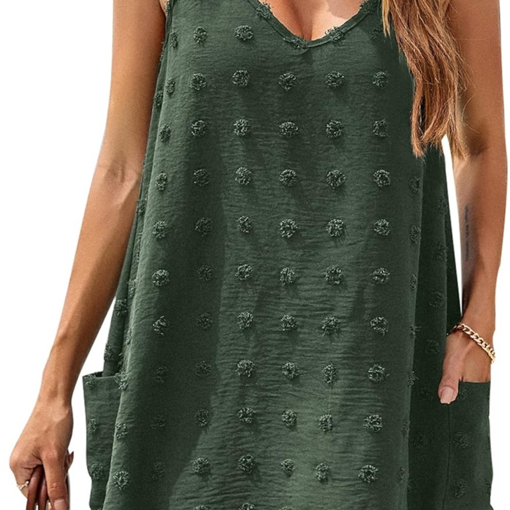 Green Textured Mini Dress